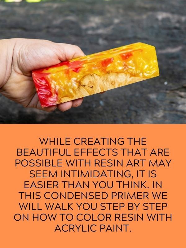 showing a piece of designed colored resin art
